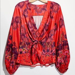 Free people long sleeve floral print blouse
